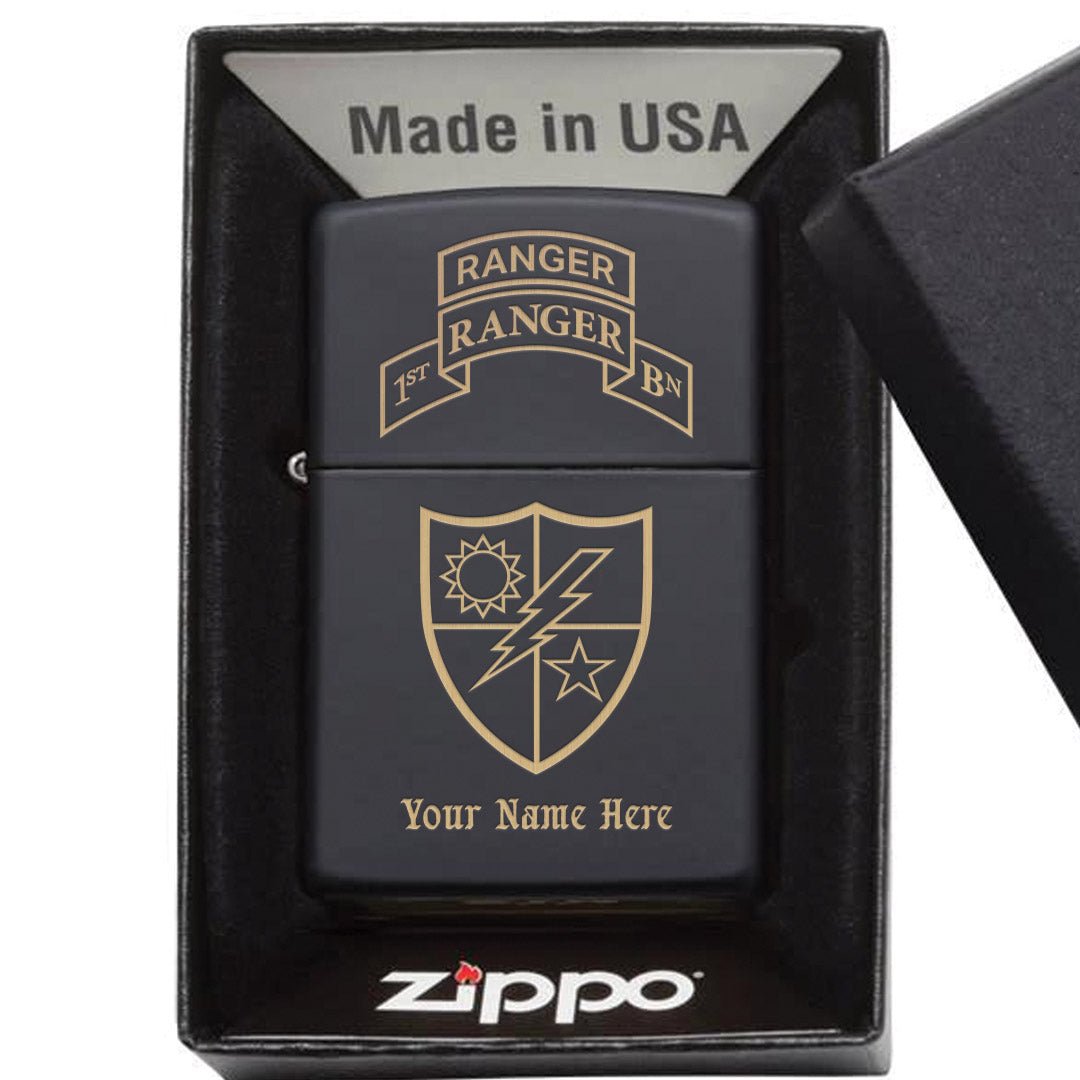 Custom 75th Ranger Regiment Lighter - Matte Black - Lighter