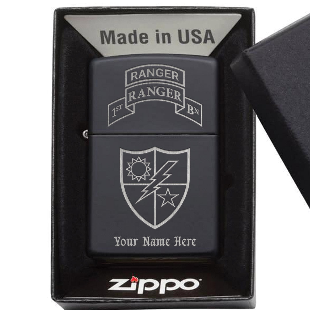 Custom 75th Ranger Regiment Lighter - Matte Black - Lighter
