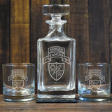 Custom Low Ball Decanter Set - One Side Decanter Engraving - No Discount