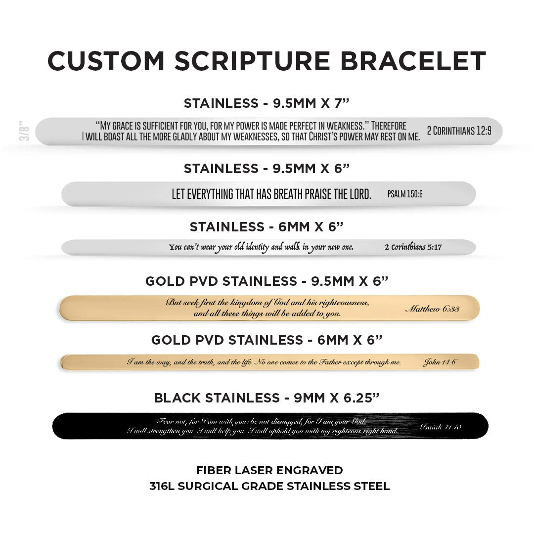 Custom Scripture Bracelet - Stainless Steel - 9.5mm x 7" - Bracelet
