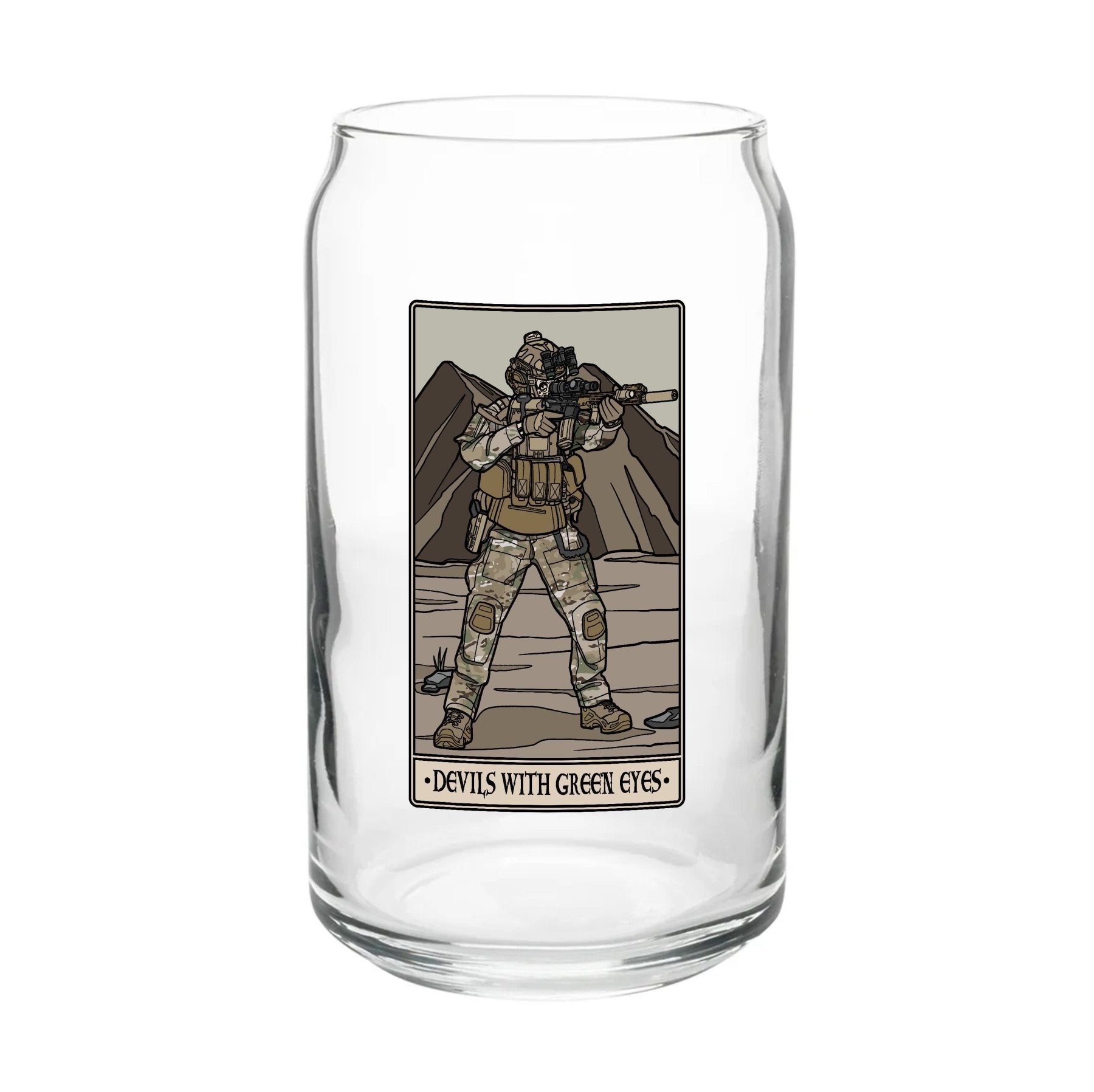 Devils With Green Eyes Beer Can Glass Set - 16oz - Glassware