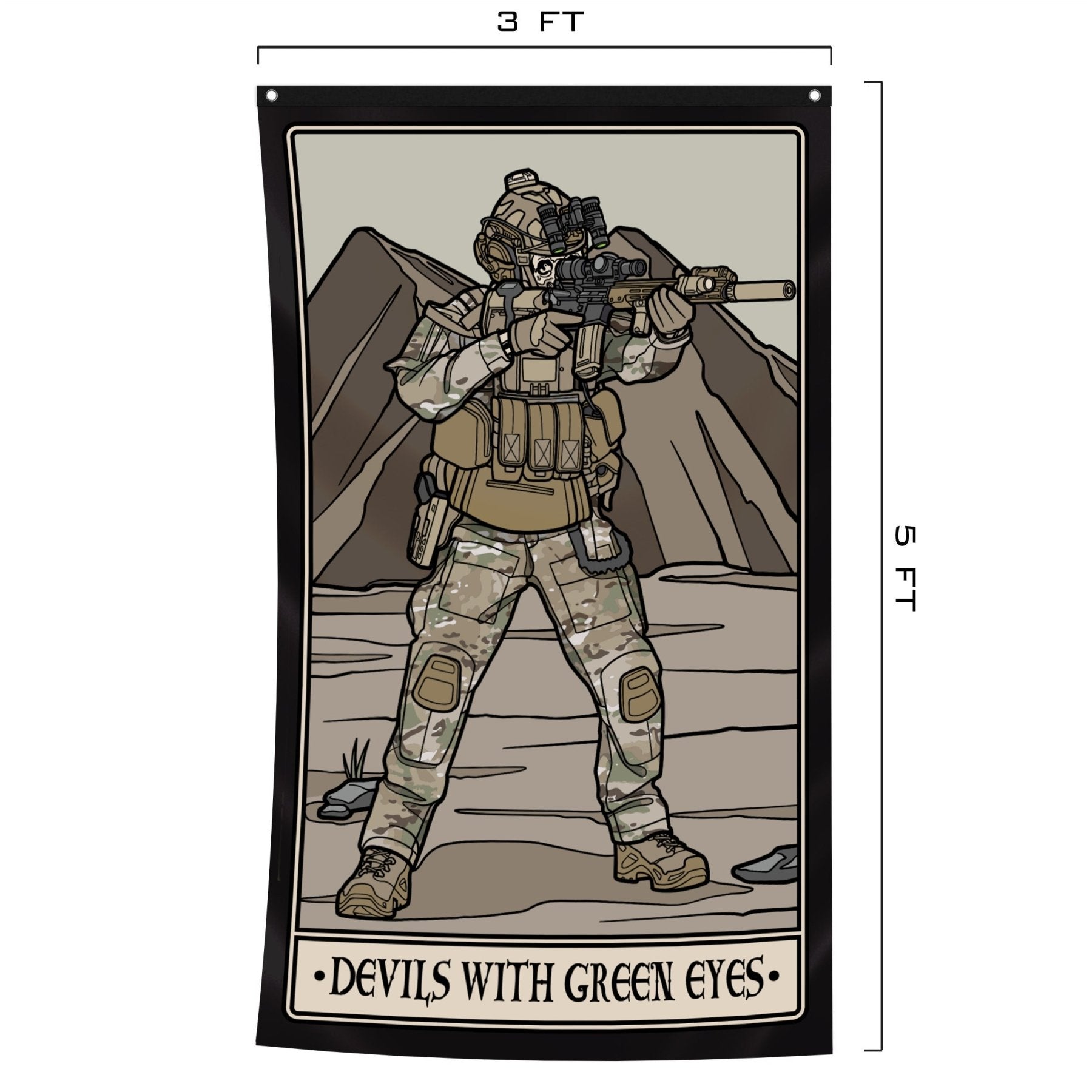 Devils With Green Eyes Tarot Flag - Flag