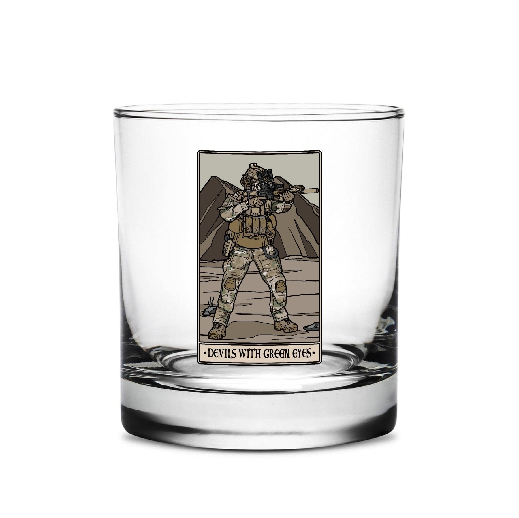 Devils With Green Eyes Whiskey Glass Set - 16oz - Glassware