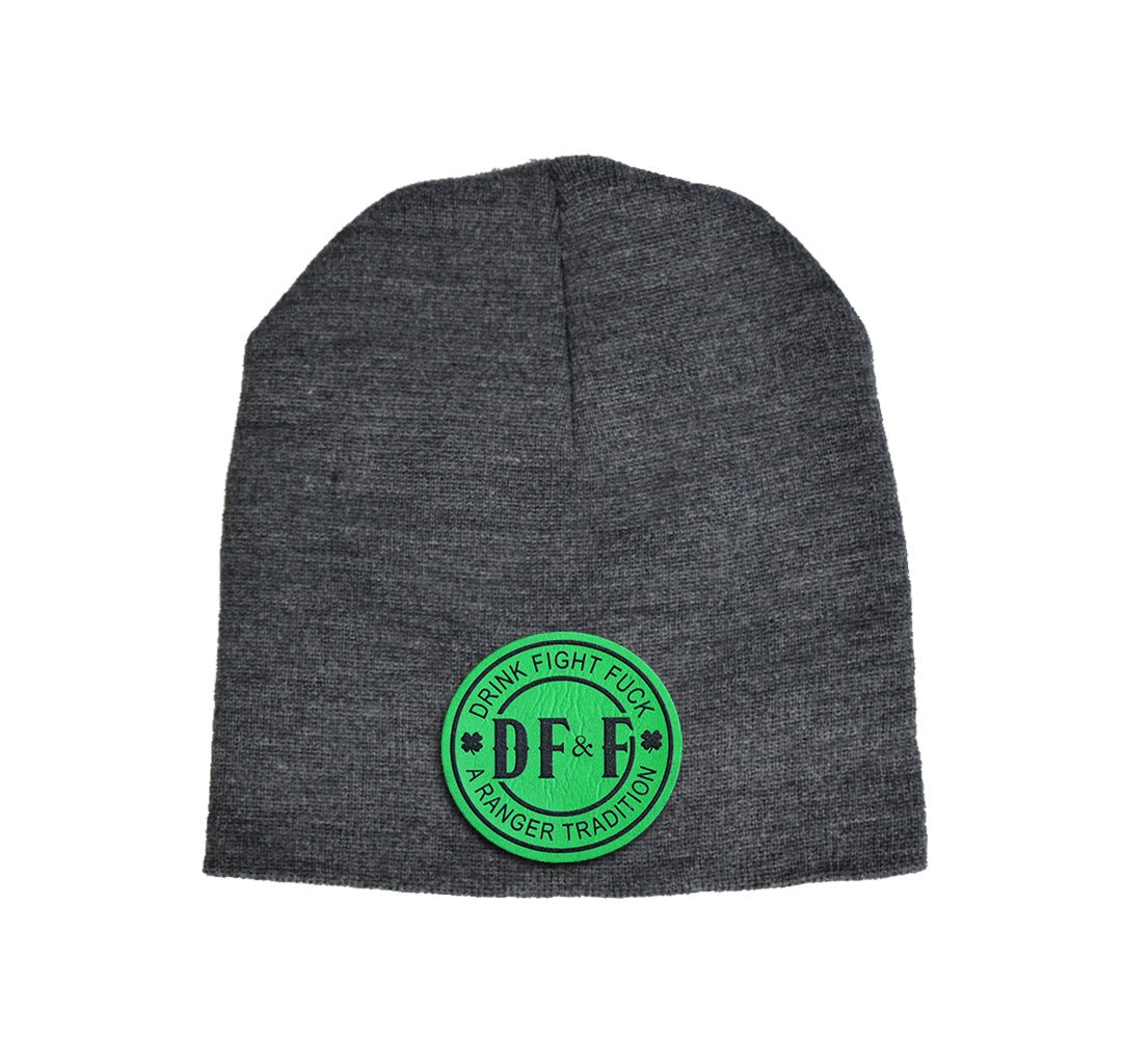 DF&F Green Leather Beanie - Charcoal - Headwear