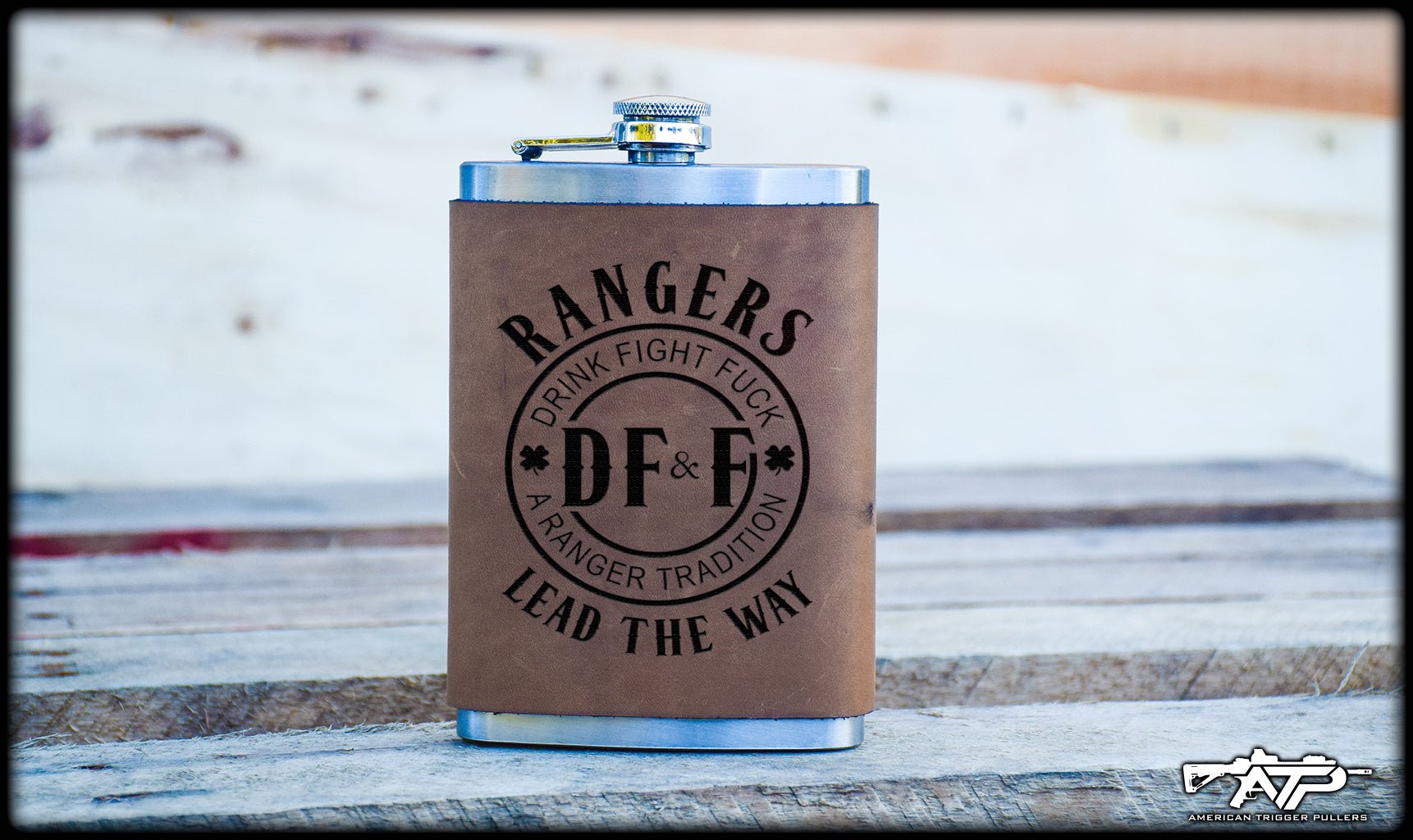 DF&F Leather Flask - 8oz Stainless Steel Flask - Flasks