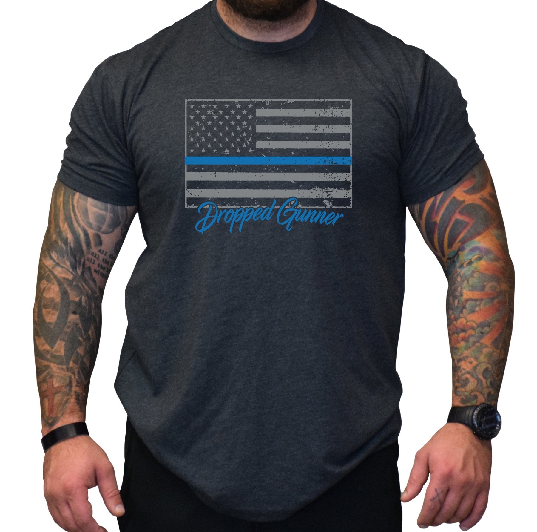 Dropped Gunner Blue Line Flag - Small - Shirt