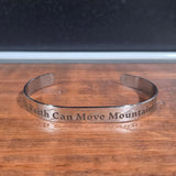 Faith Can Move Mountains Stainless Steel Bracelet - 9.5mm x 7" - Bracelet