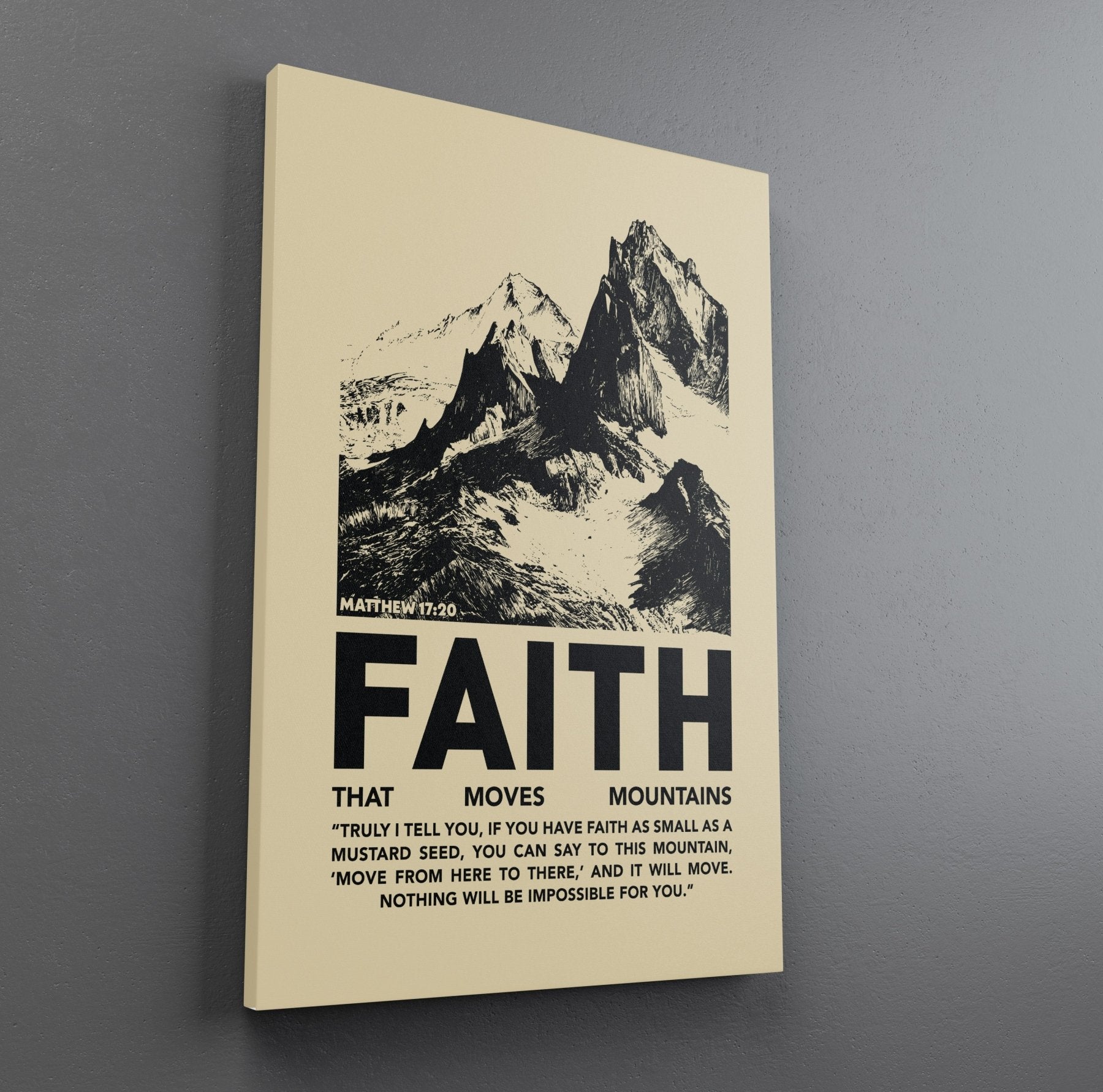 Faith Moves Mountains Sand Canvas - Stretched Canvas - Canvas