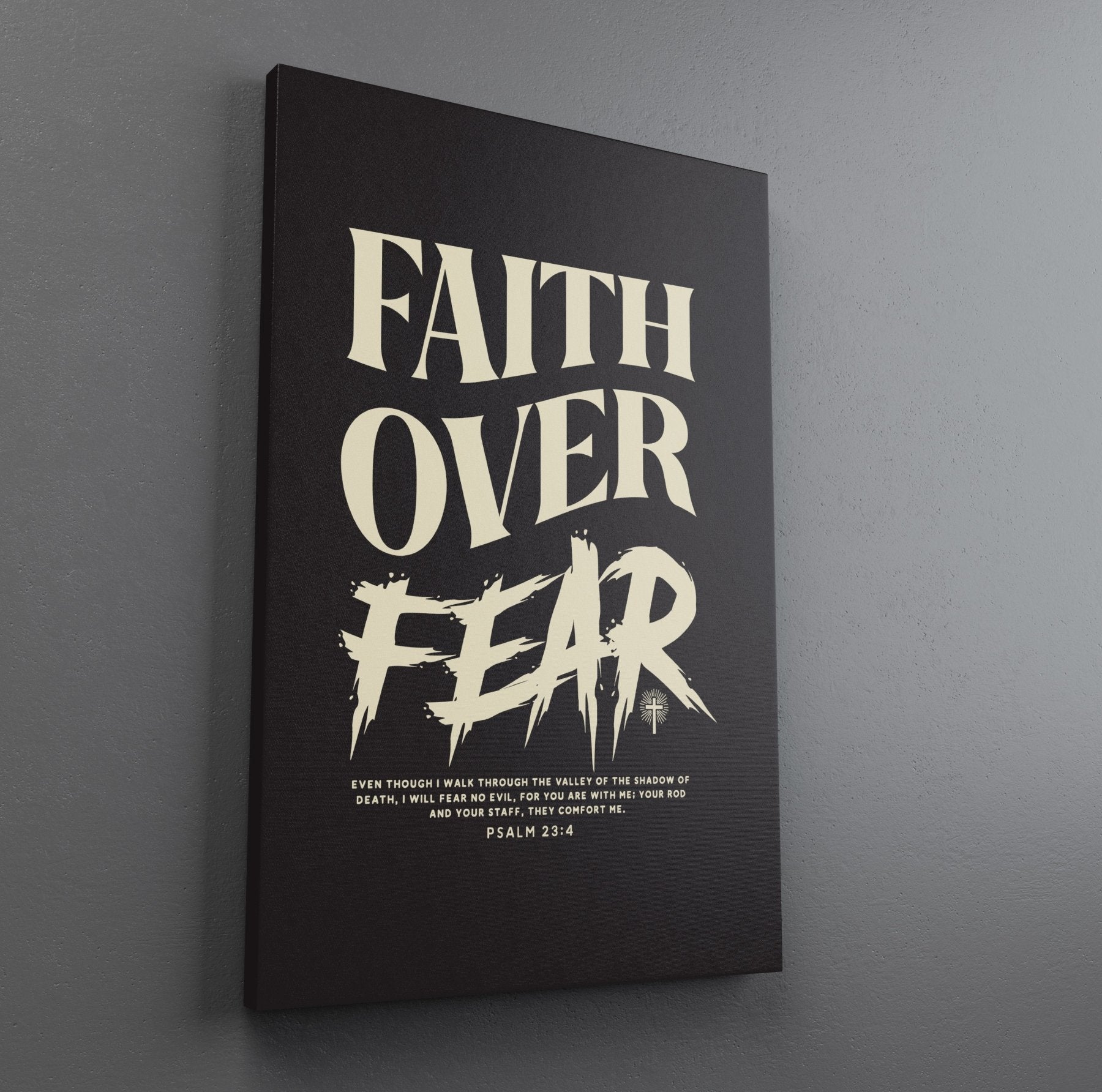Faith Over Fear Grunge Canvas - Stretched Canvas - Canvas