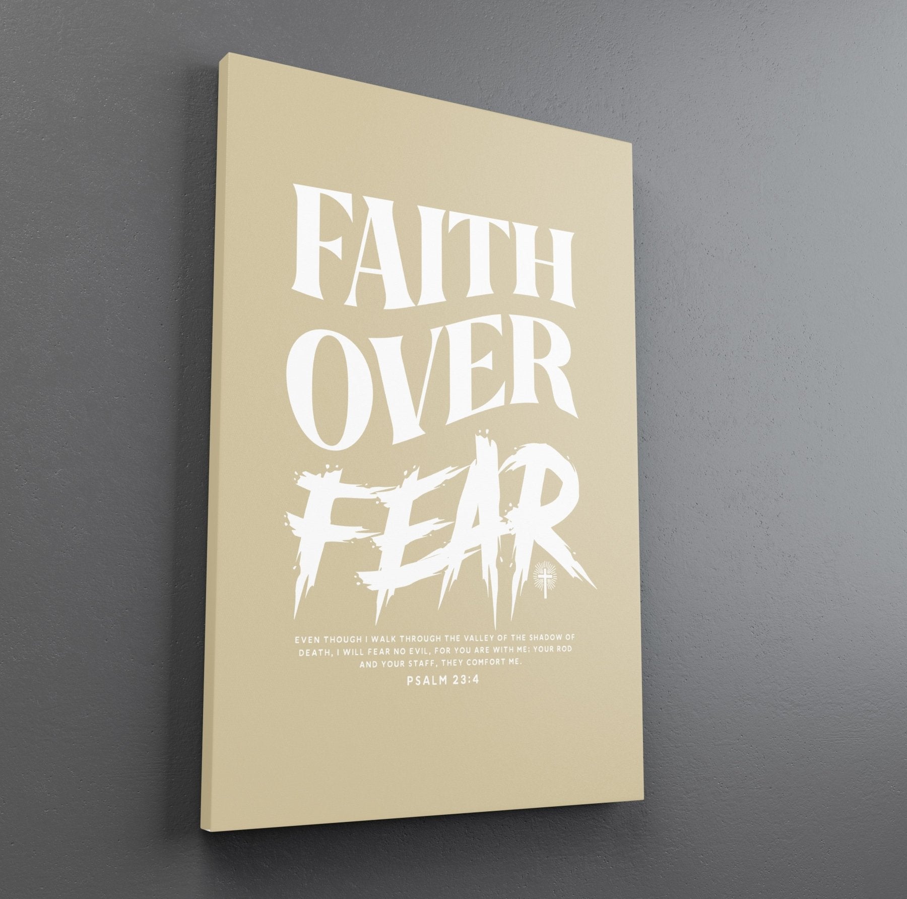 Faith Over Fear Grunge Sand Canvas - Stretched Canvas - Canvas
