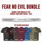 Fear No Evil Bracelet + Regular Tee - Stainless Steel - 9.5mm x 7" - Bundle