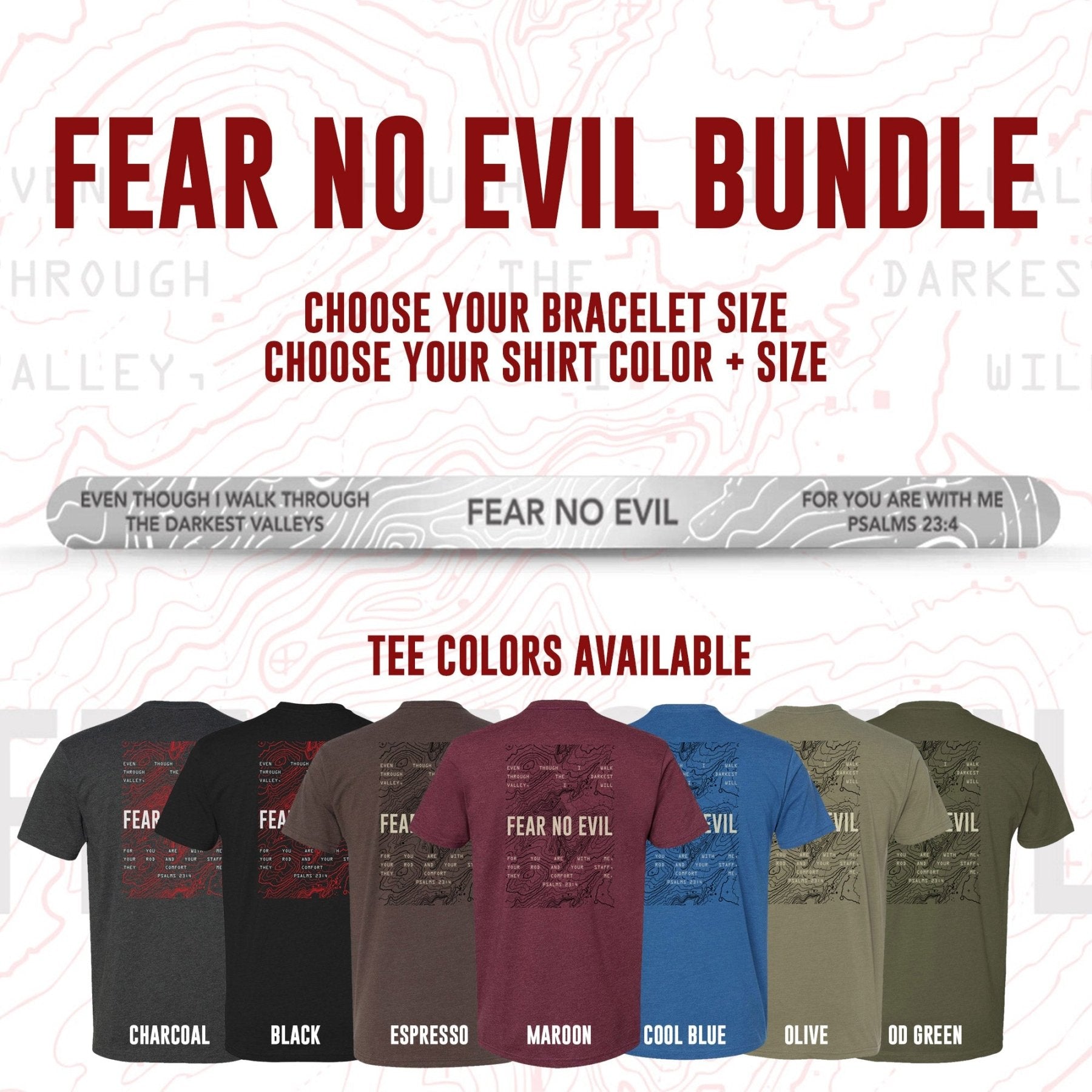 Fear No Evil Bracelet + Regular Tee - Stainless Steel - 9.5mm x 7" - Bundle