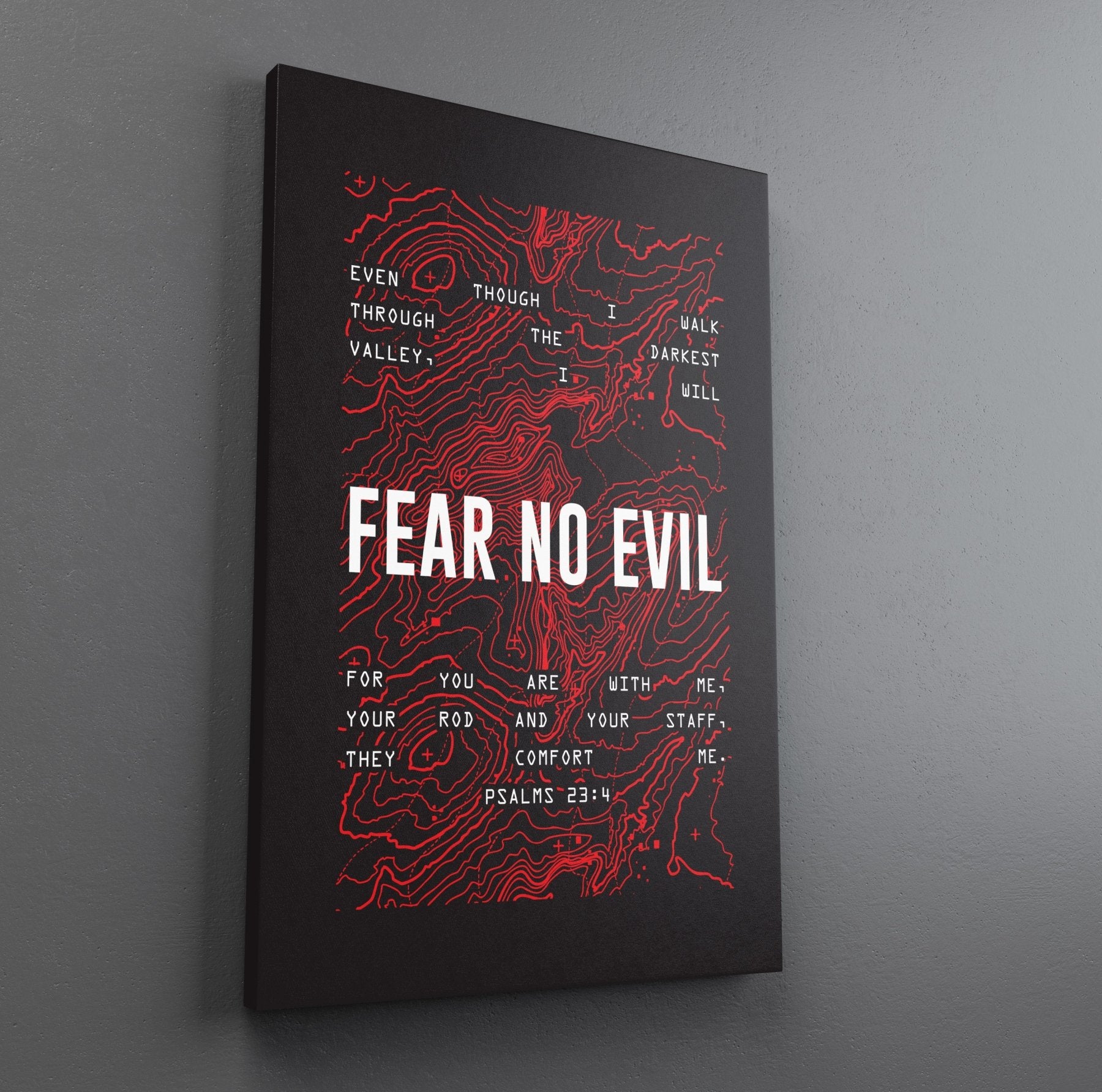 Fear No Evil Topographic Canvas - Stretched Canvas - Canvas