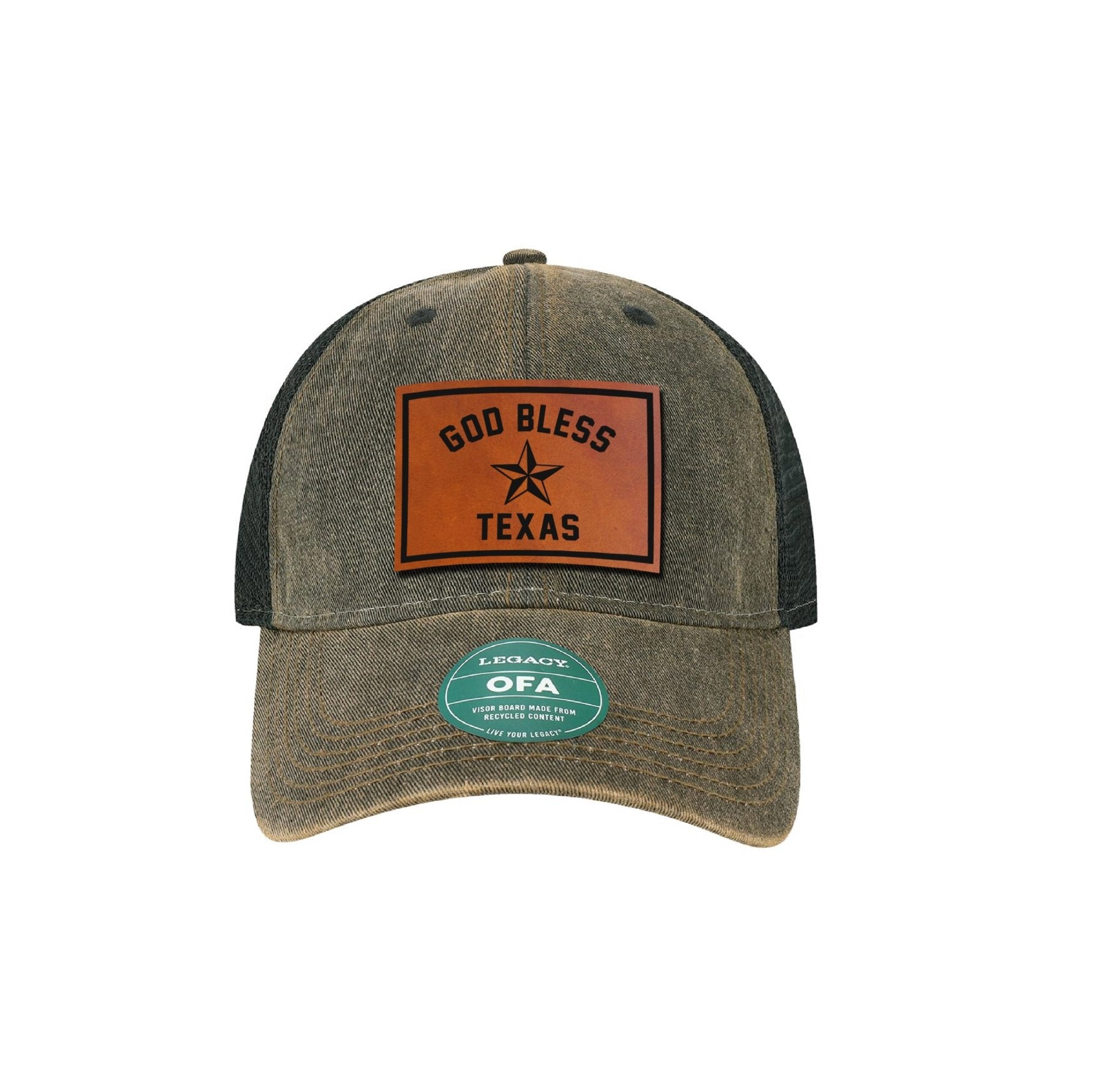 God Bless Texas Leather Dad Cap - OSFA - Headwear