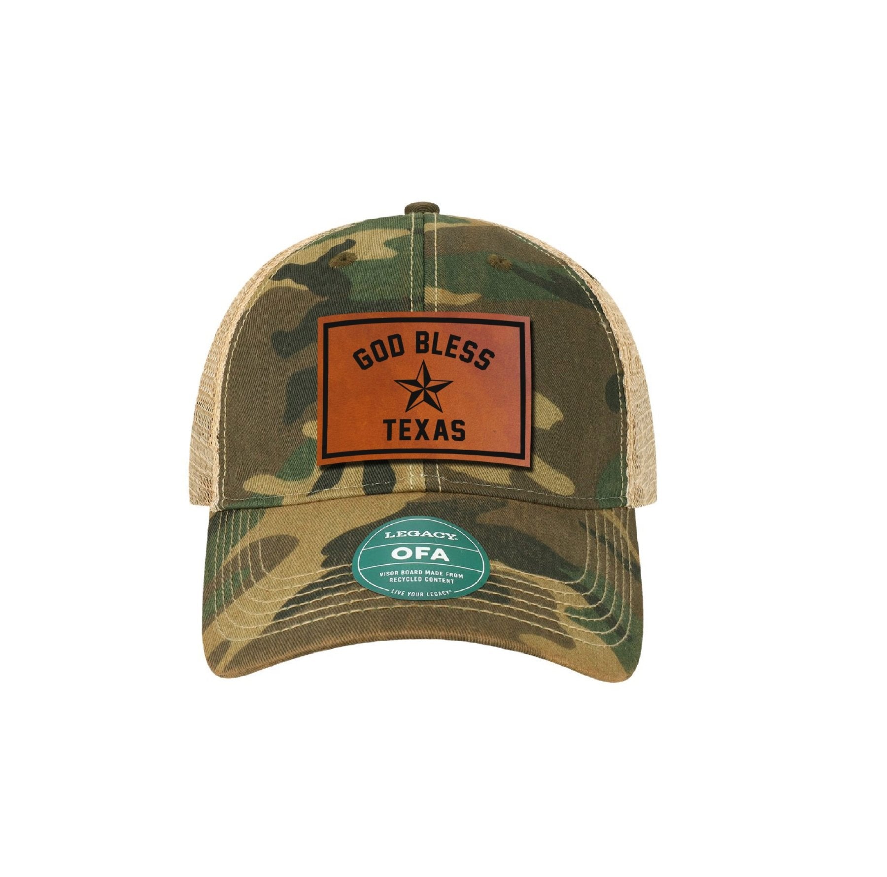 God Bless Texas Leather Dad Cap - OSFA - Headwear