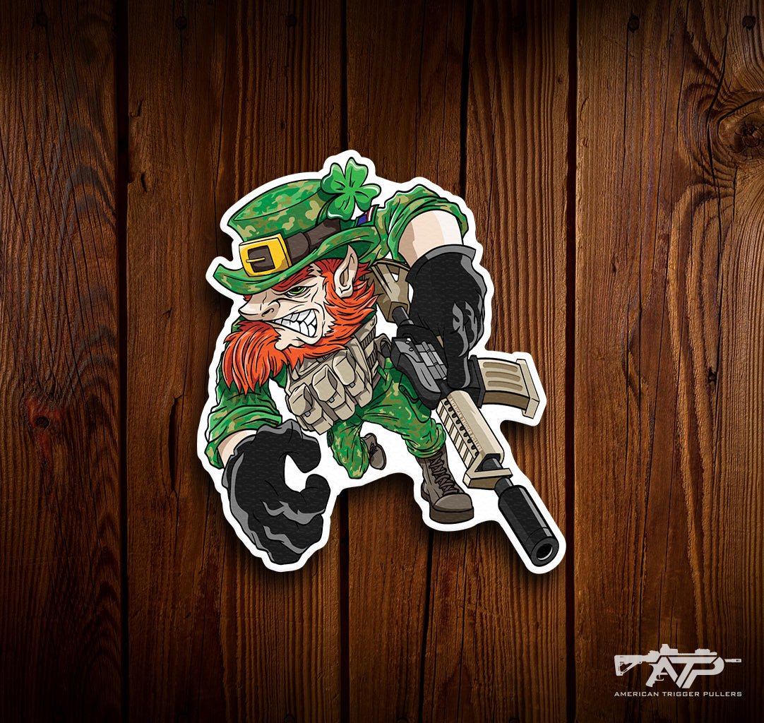 Gunfighter Leprechaun Sticker - 3" - Sticker