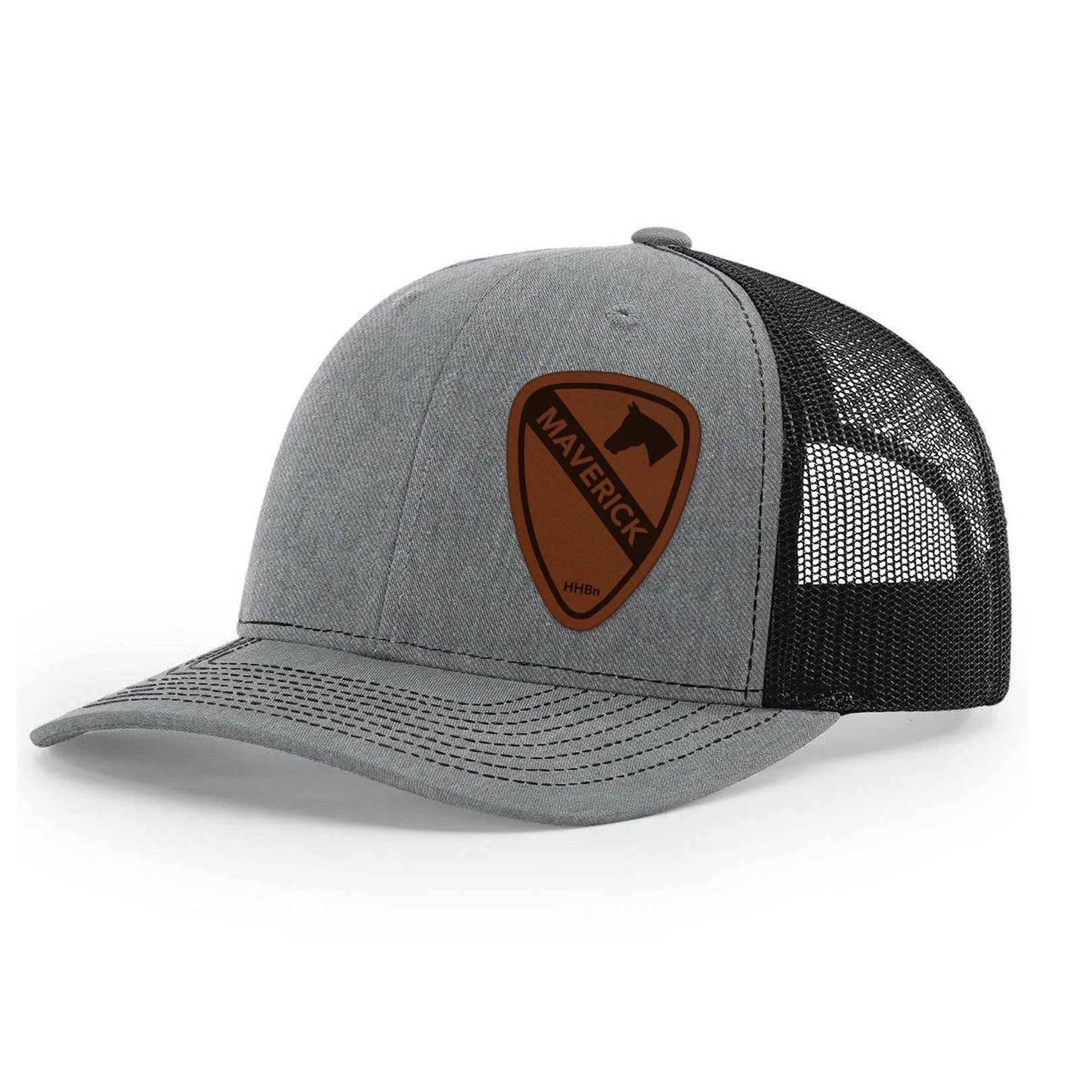 HHBN 1CD MAVERICK Leather Patch Snap Back - OSFA - Private Headwear