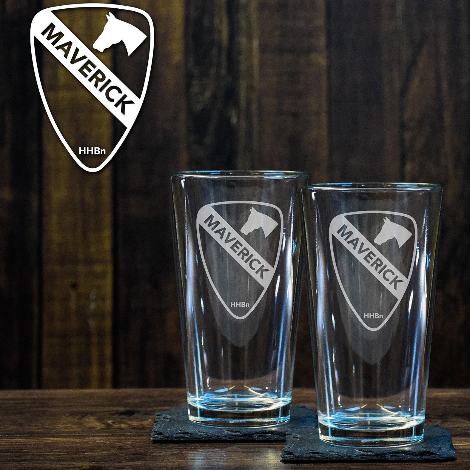 HHBN 1CD Maverick Shield Pint Glass Set - Private Pint Glass