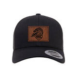 HHC 62D ESB-E Dragon Leather Patch Retro Trucker Hat - OSFA - Private Headwear