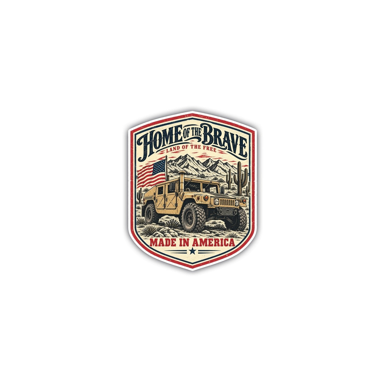 Home of the Brave Humvee Sticker - 4" - Sticker