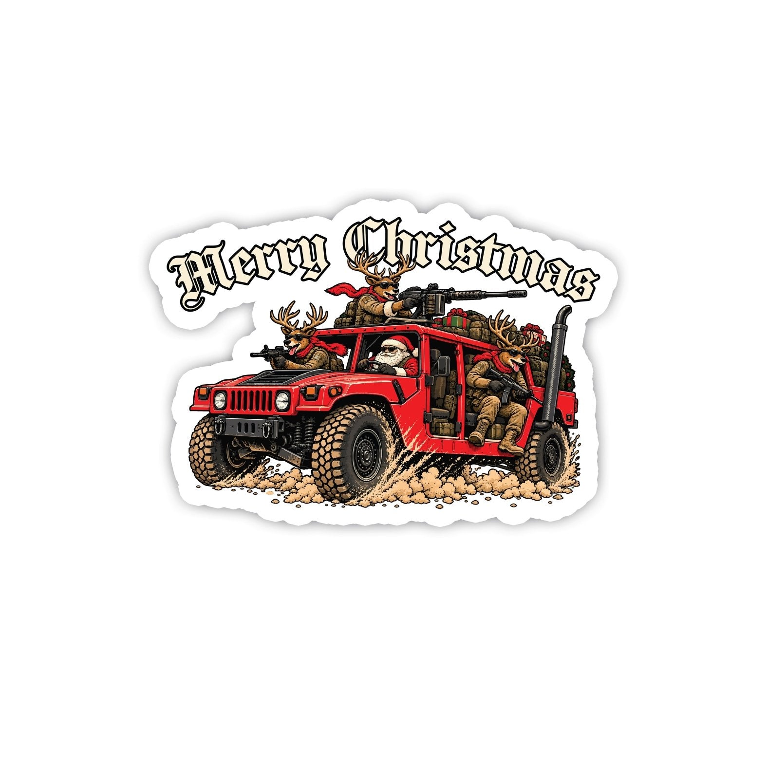 Humvee Santa Sticker - 4" - Sticker