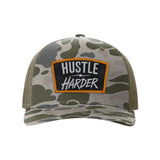 Hustle Harder Patch Snapback Trucker Camo Hat