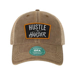 Hustle Harder Patch Old Trucker Hat - OSFA - Hat