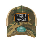 Hustle Harder Patch Old Trucker Hat - OSFA - Hat