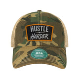 Hustle Harder Patch Old Trucker Hat - OSFA - Hat