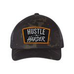 Hustle Harder Patch Retro Trucker Hat - OSFA - Hat