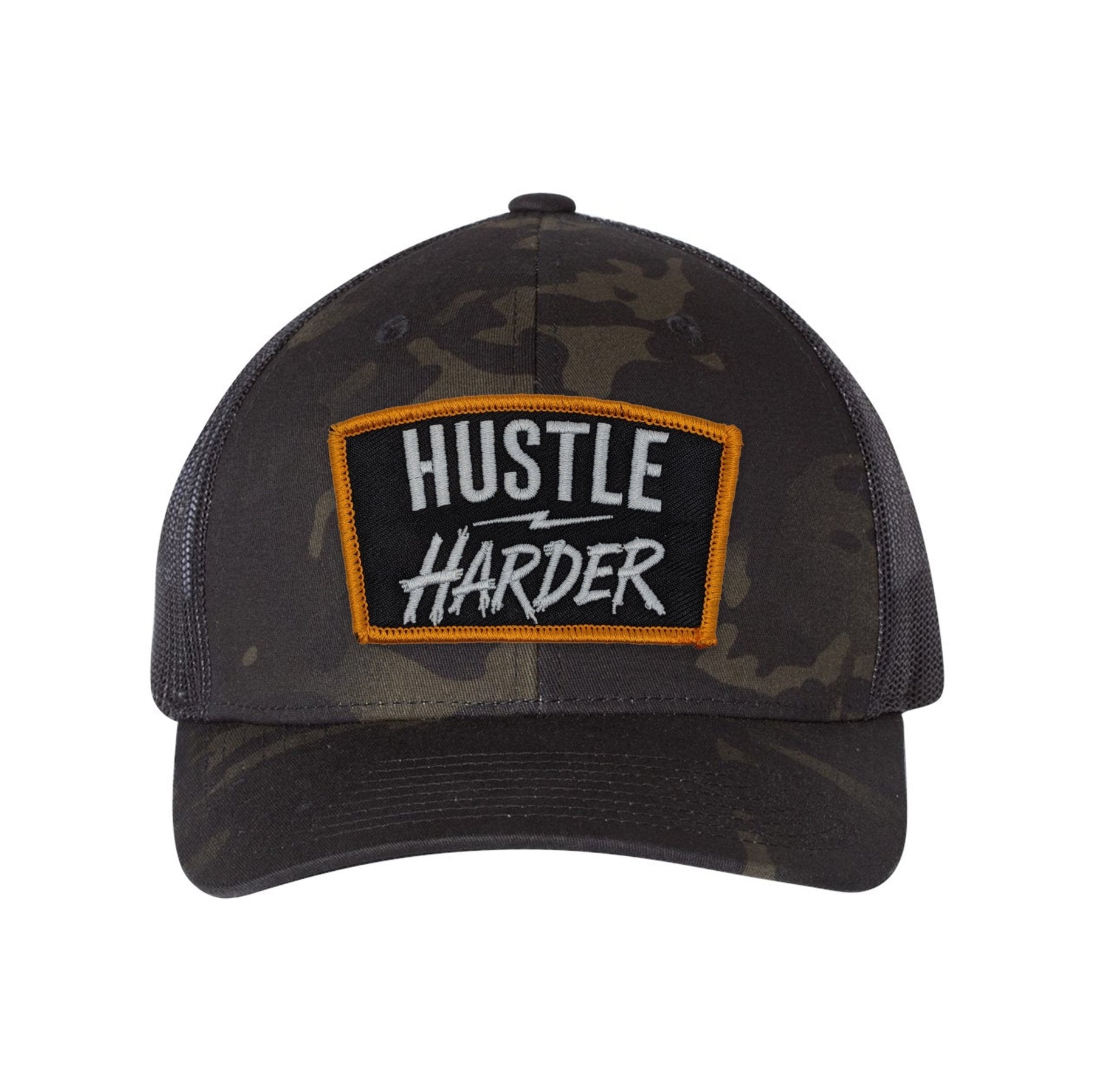 Hustle Harder Patch Retro Trucker Hat - OSFA - Hat