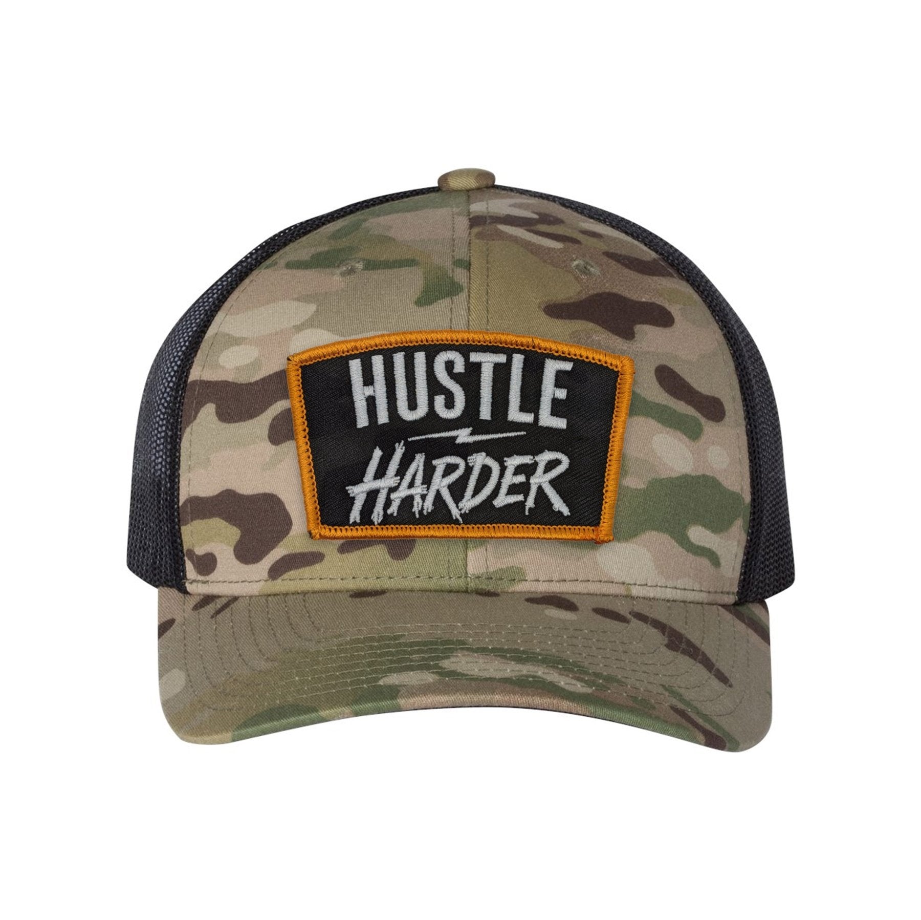 Hustle Harder Patch Retro Trucker Hat - OSFA - Hat