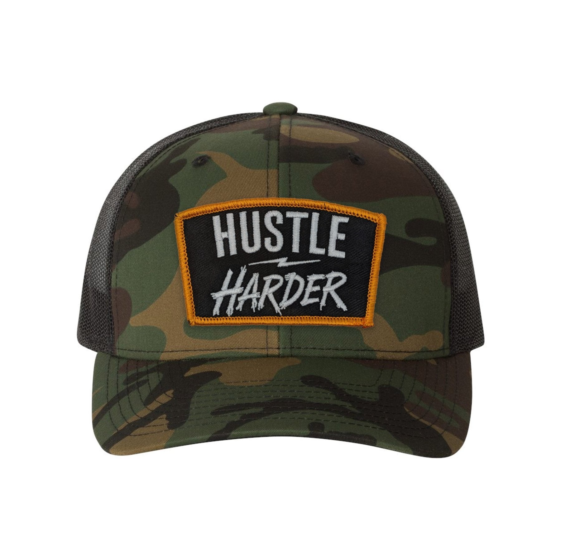 Hustle Harder Patch Retro Trucker Hat - OSFA - Hat