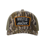 Hustle Harder Patch Snapback Trucker Camo Hat - OSFA - Hat