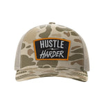 Hustle Harder Patch Snapback Trucker Camo Hat - OSFA - Hat