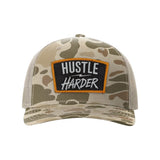 Hustle Harder Patch Snapback Trucker Camo Hat - OSFA - Hat