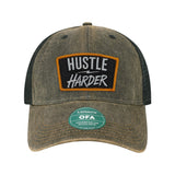 Hustle Harder Patch Old Trucker Hat