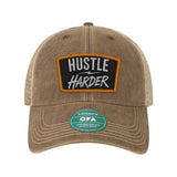 Hustle Harder Patch Old Trucker Hat