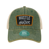 Hustle Harder Patch Old Trucker Hat