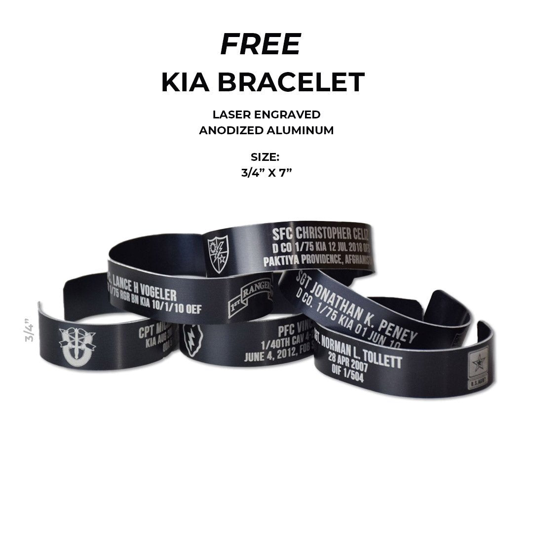 KIA - Aluminum Bracelet - Free - Black Coated Bracelet - Laser Engraving