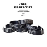 KIA - Aluminum Bracelet - Free - Black Coated Bracelet - Laser Engraving