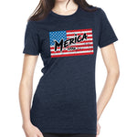 Ladies Merica 1776 Flag - Small - Shirt