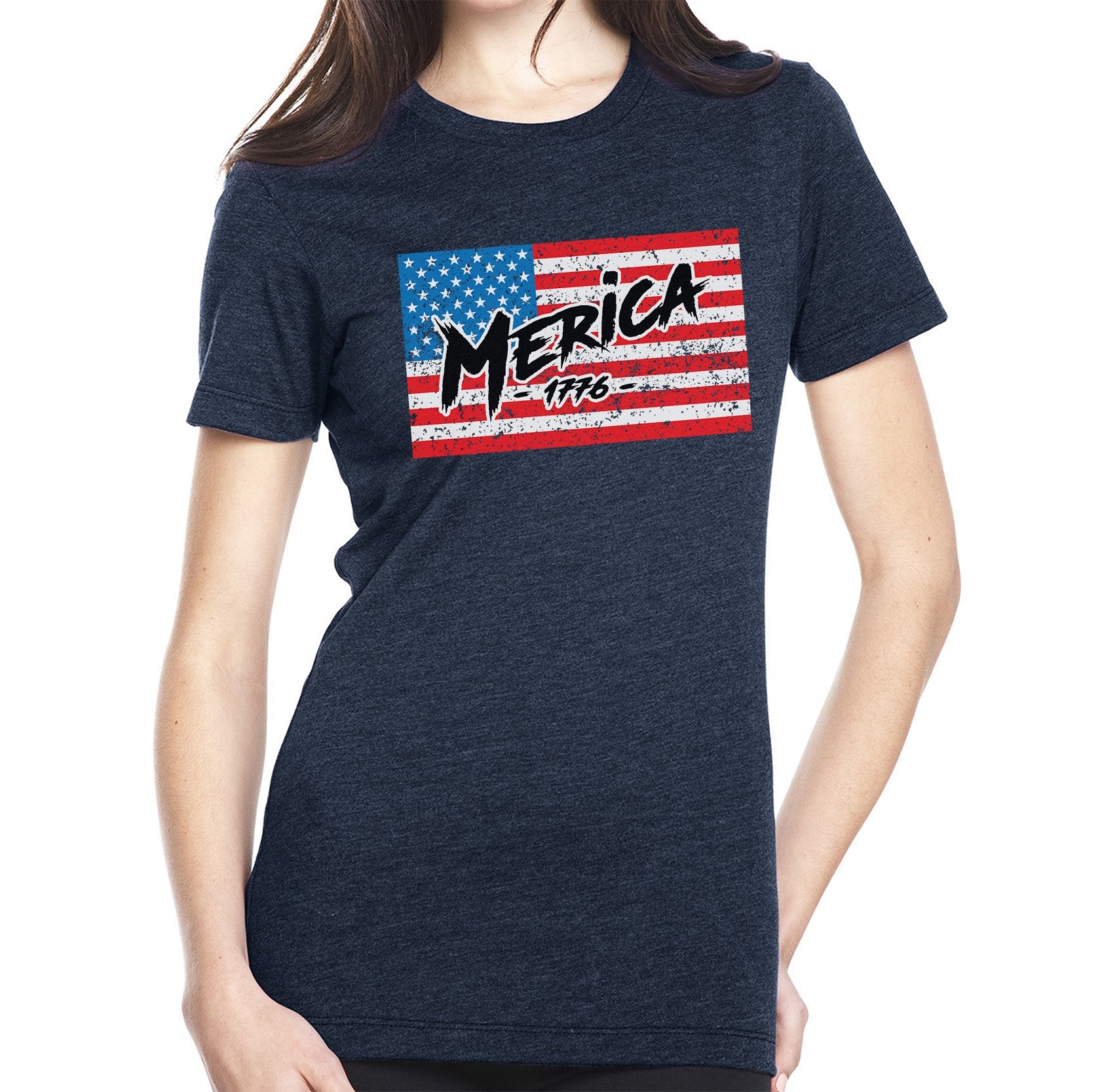 Ladies Merica 1776 Flag - Small - Shirt