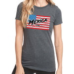 Ladies Merica 1776 Flag - Small - Shirt