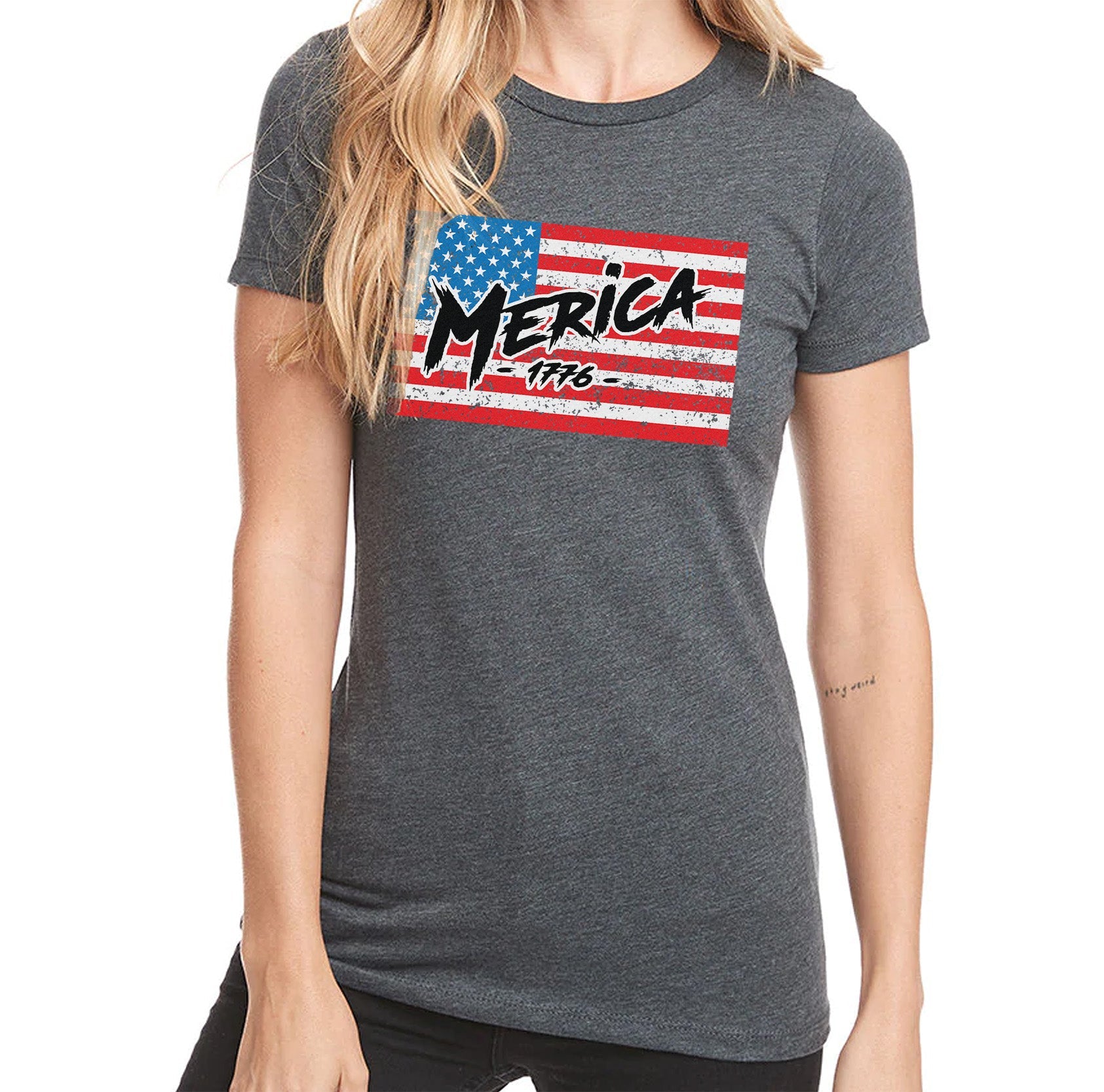 Ladies Merica 1776 Flag - Small - Shirt