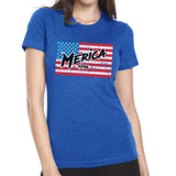 Ladies Merica 1776 Flag - Small - Shirt