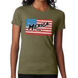 Ladies Merica 1776 Flag - Small - Shirt