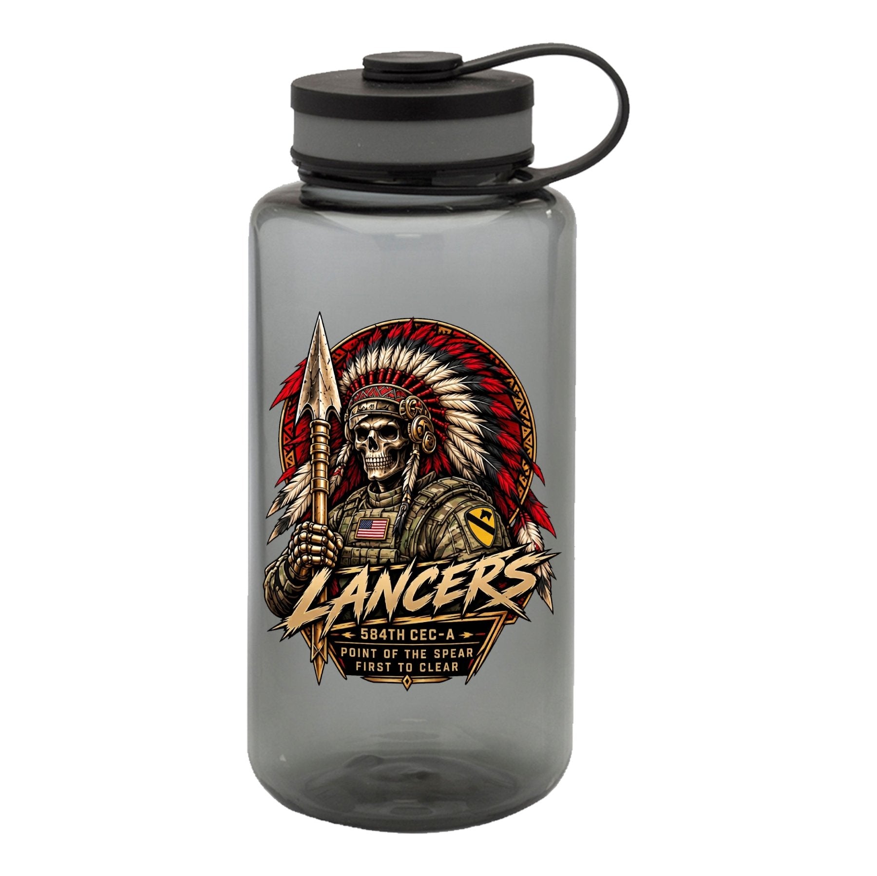 Lancers 584th CEC 3BEB 1CAV Water Bottle - 38oz - Private Water Bottle