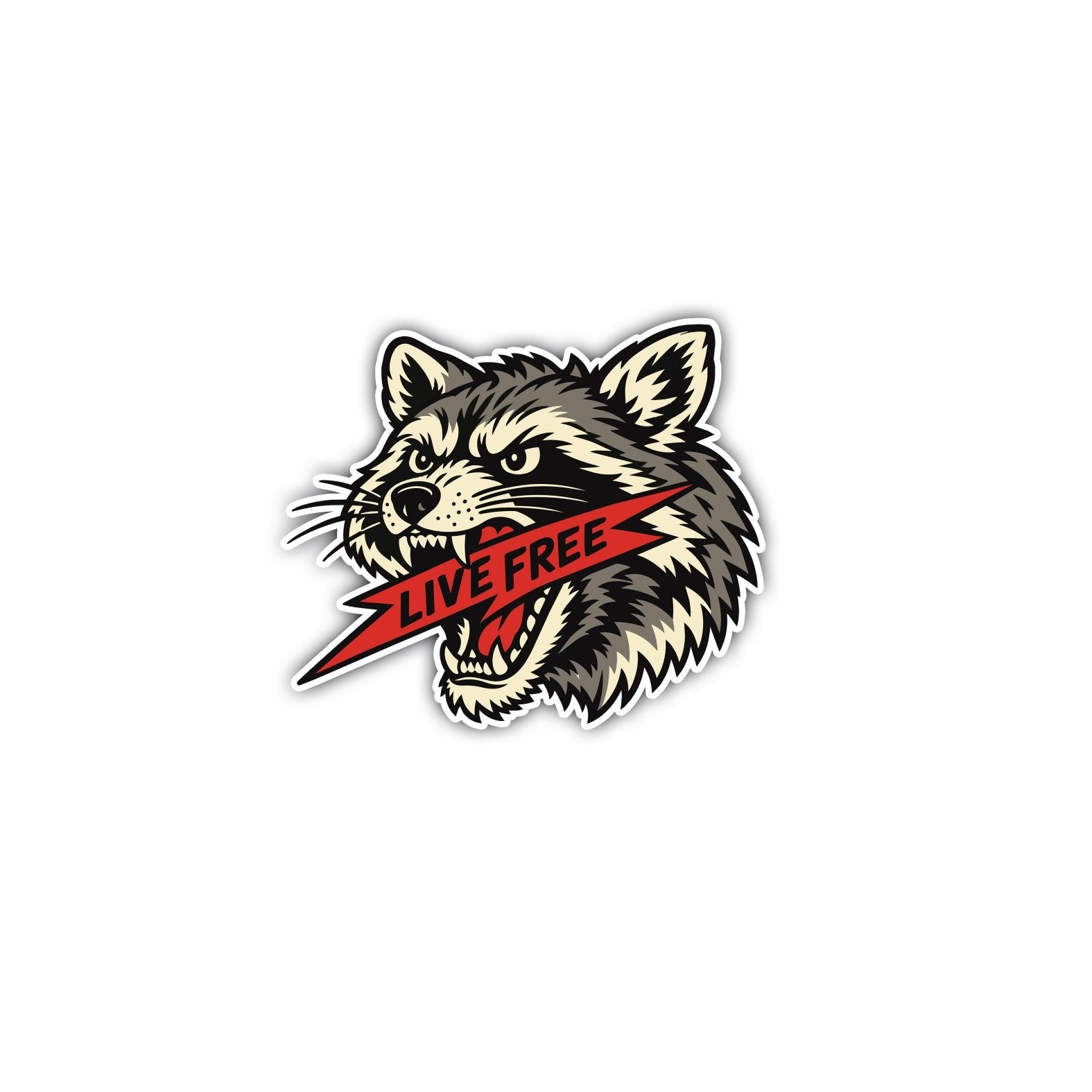 Live Free Raccoon Sticker - 4" - Sticker