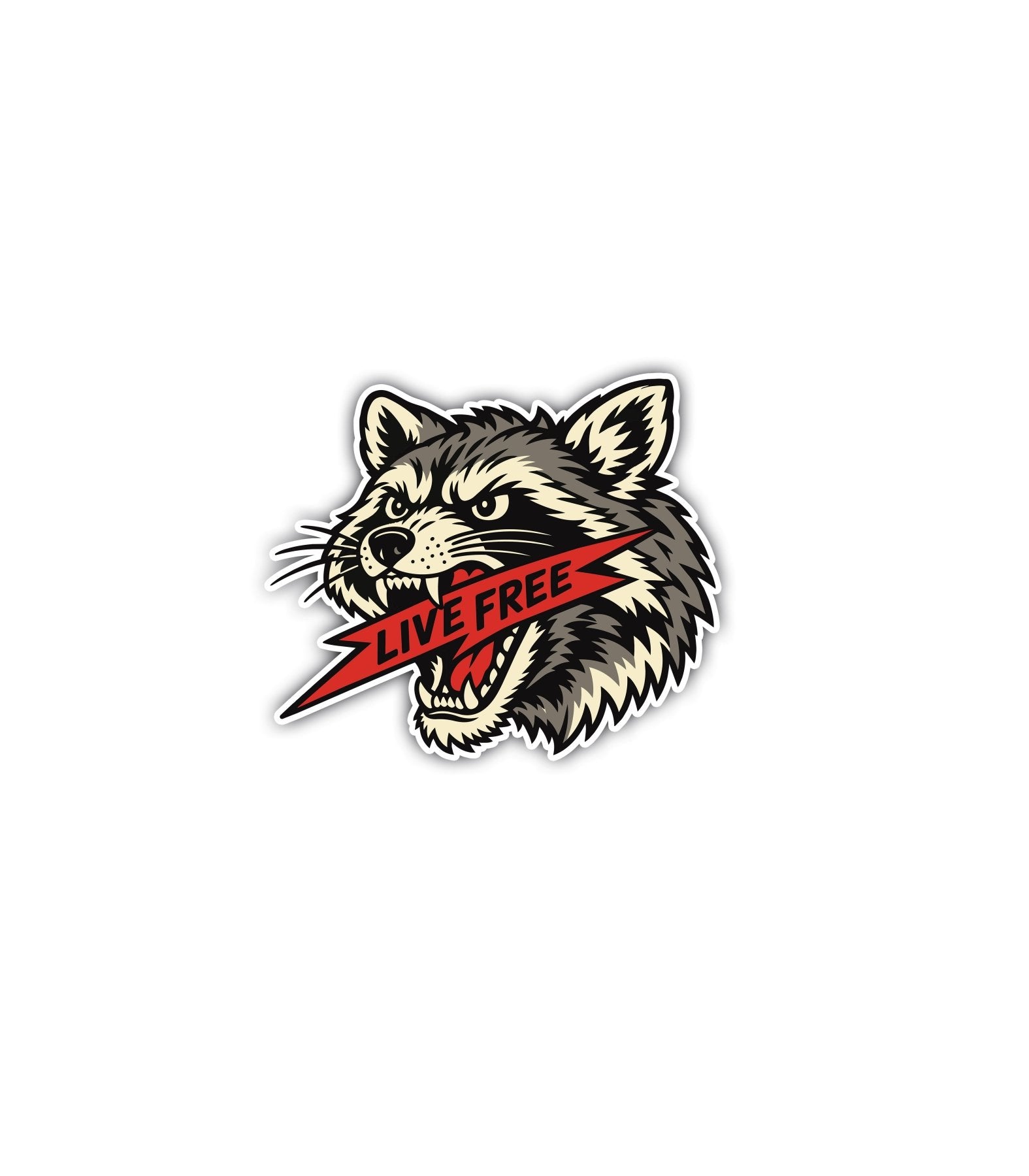Live Free Raccoon Sticker - 4" - Sticker